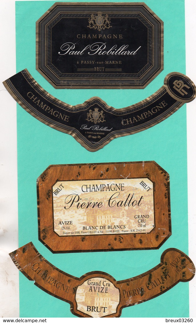 2 Etiquettes- Champagne- " Paul REBILLARD "-  "Pierre CALLOT   "- - Champagne