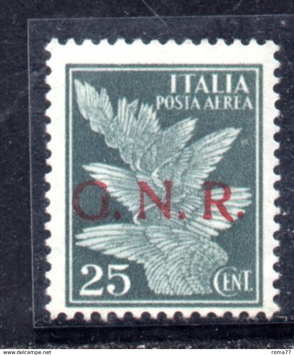 RSI173 - GNR 1944 ,  Posta Aerea 25 Centesimi Soprastampato : Angolo Con Difetto **  MNH. Firma OLIVA - Poste Aérienne
