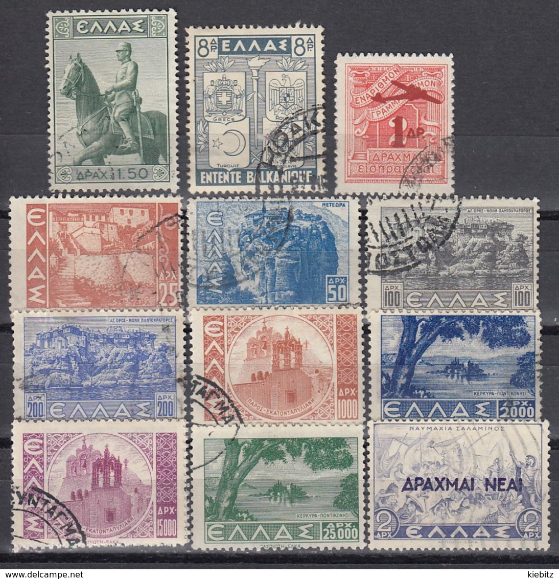 GRIECHENLAND 1938-1944 - Partie 12 Werte  Used - Oblitérés