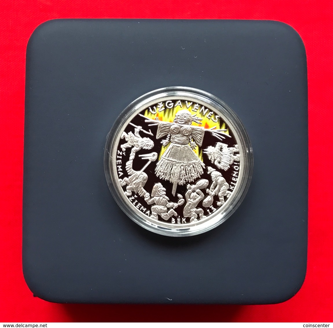 Lithuania 5 Euro 2019 "Traditional Celebrations - Uzgavenes" Silver Ag PROOF - Lithuania