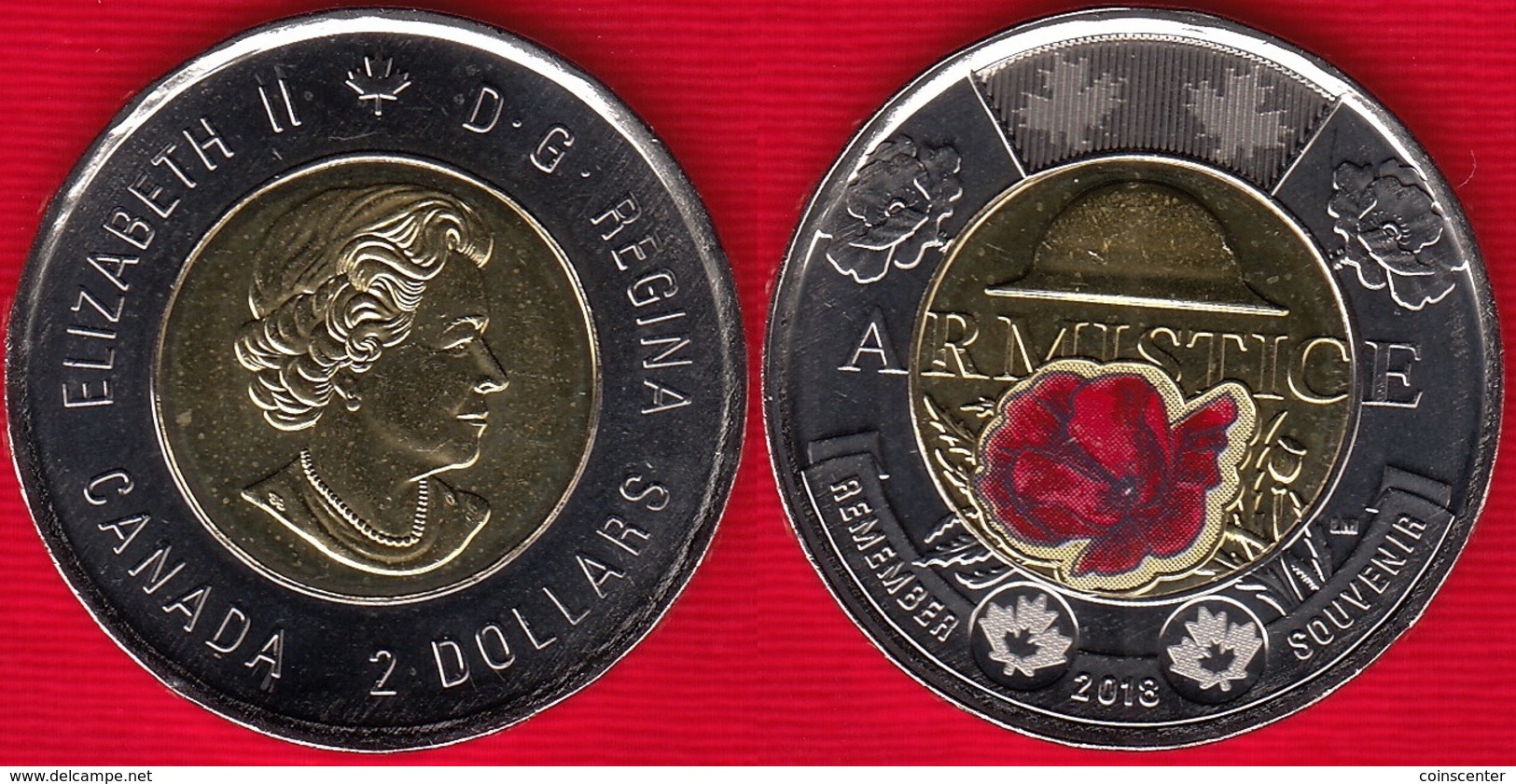 Canada 2 Dollars 2018 "Armistice WWI" BiMetallic Colored UNC - Canada