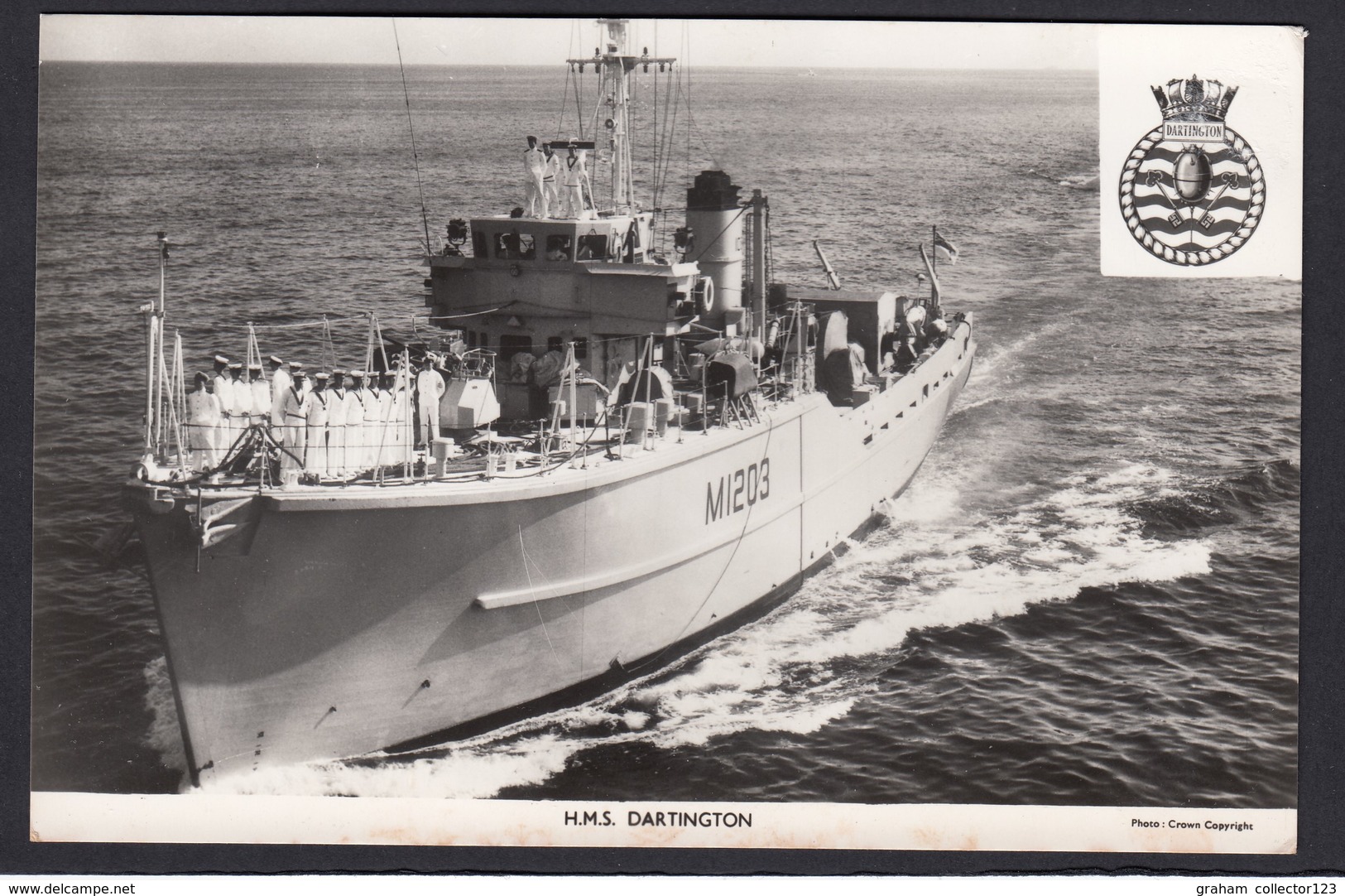 RPPC Modern Real Photo Postcard HMS Dartington Royal Navy Ship Boat RP PC - Warships