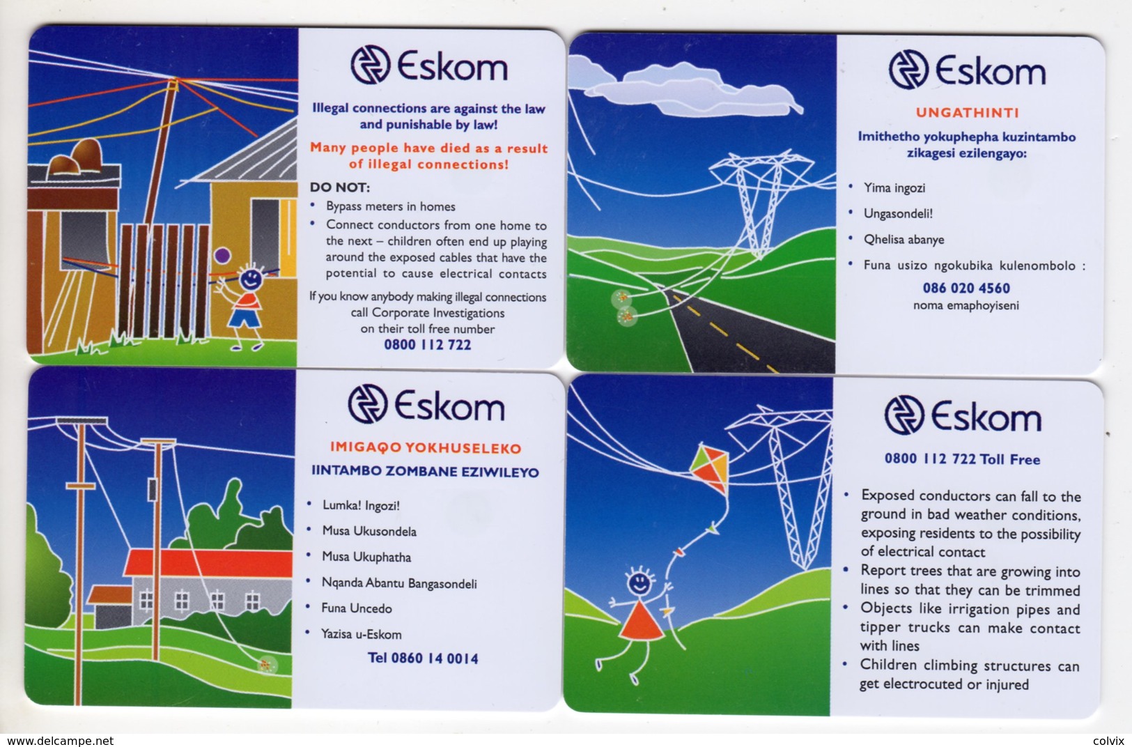 AFRIQUE DU SUD LOT 4 CARTES MTN à PUCE ESKOM DANGER OF ELECTRICITY - Afrique Du Sud