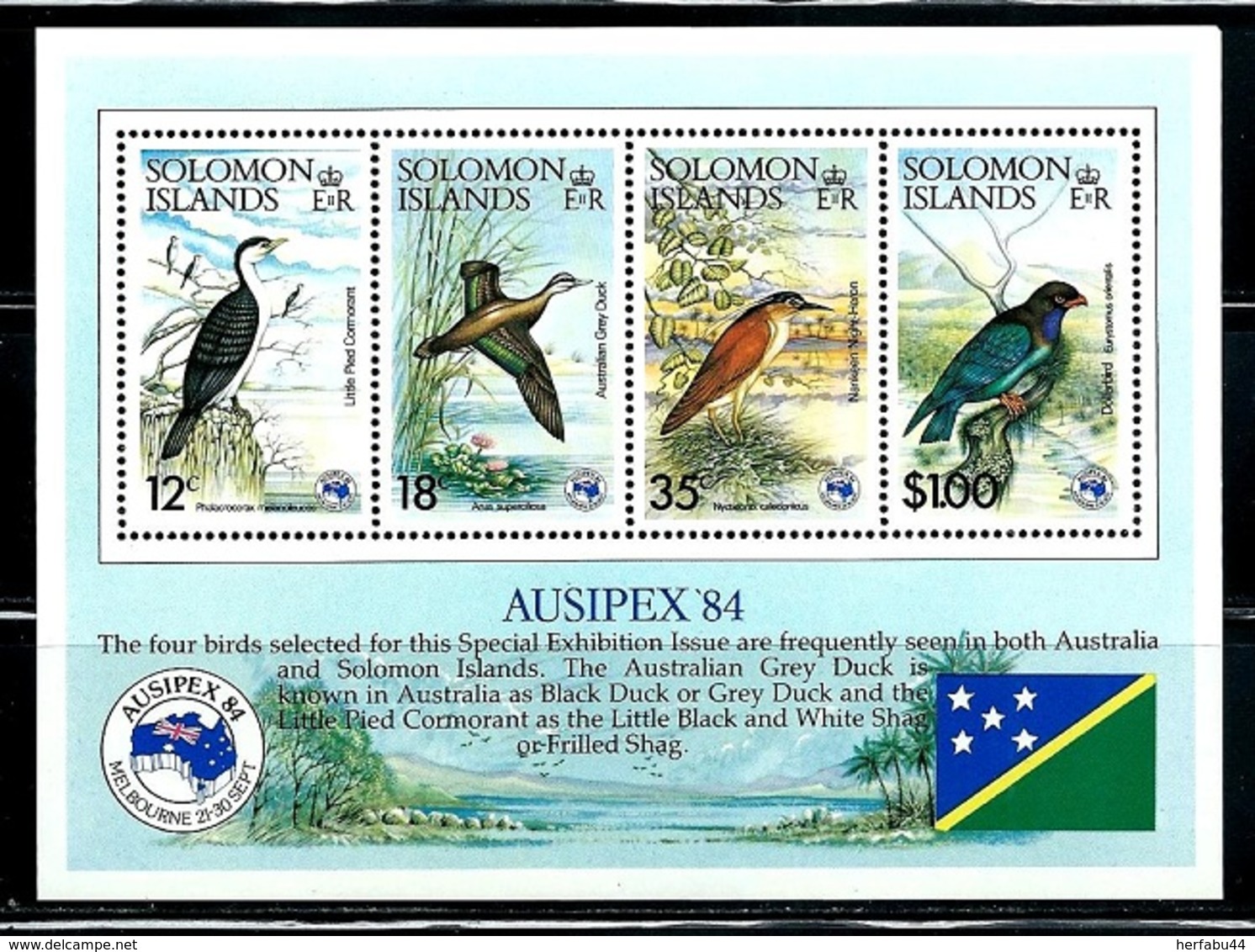 Solomon Islands   Birds  (Auxipex' 84) Souvenir Sheet  SC# 538a MNH** - Other & Unclassified