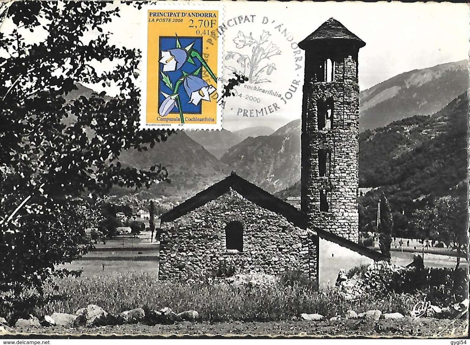 Andorre CACHET 1er Jour 04   2000   Sur Une Carte Cachet Postal 1960 - Storia Postale