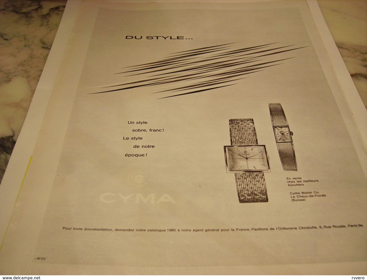 ANCIENNE  PUBLICITE DU STYLE  MONTRE  CYMA  1965 - Autres & Non Classés