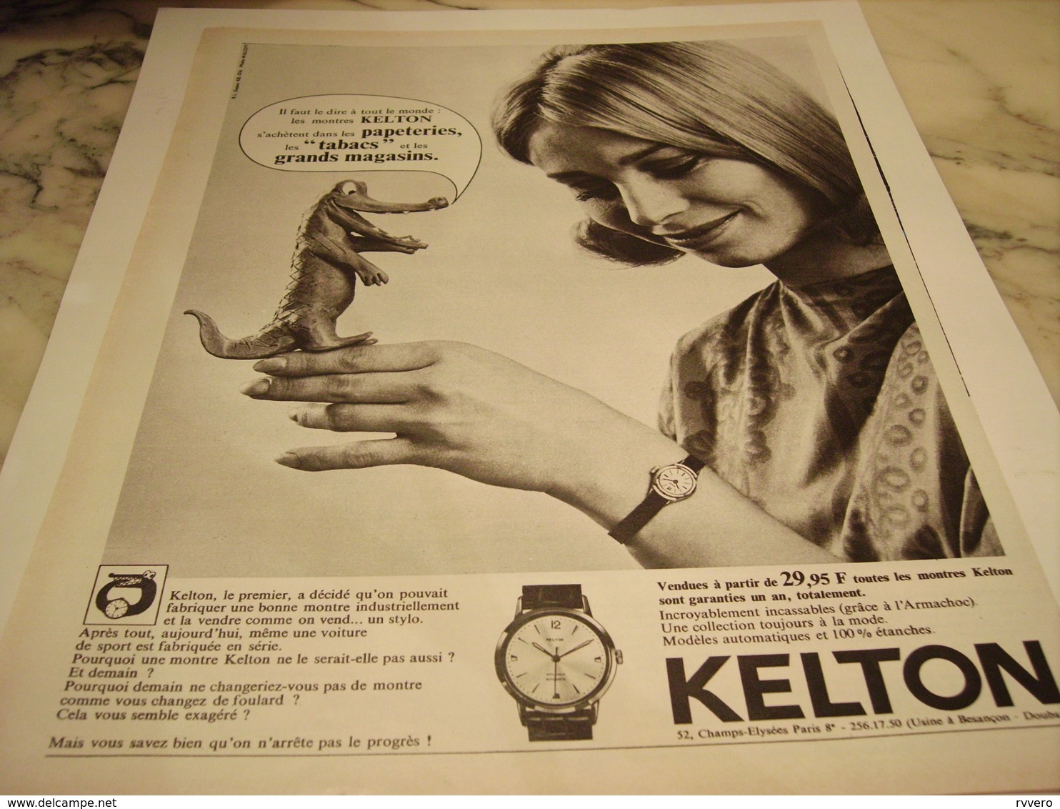 ANCIENNE PUBLICITE MONTRE KELTON 1965 - Publicités