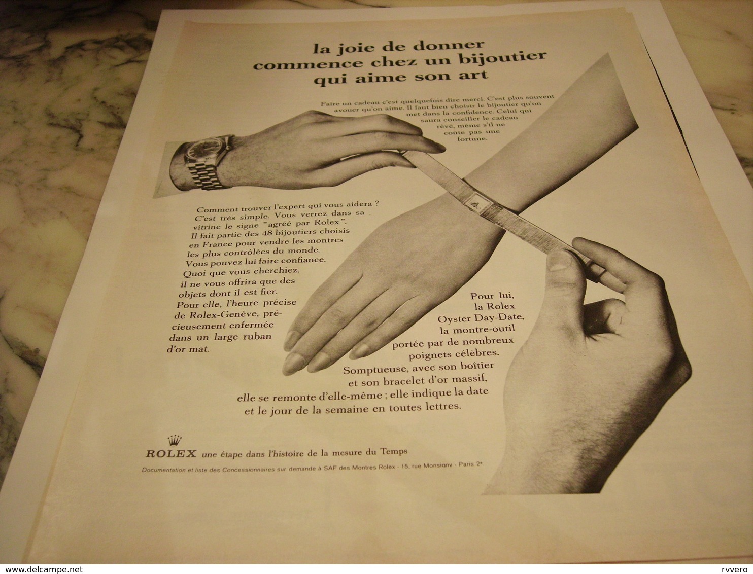 ANCIENNE PUBLICITE LA JOIE DE DONNER MONTRE  ROLEX 1965 - Autres & Non Classés