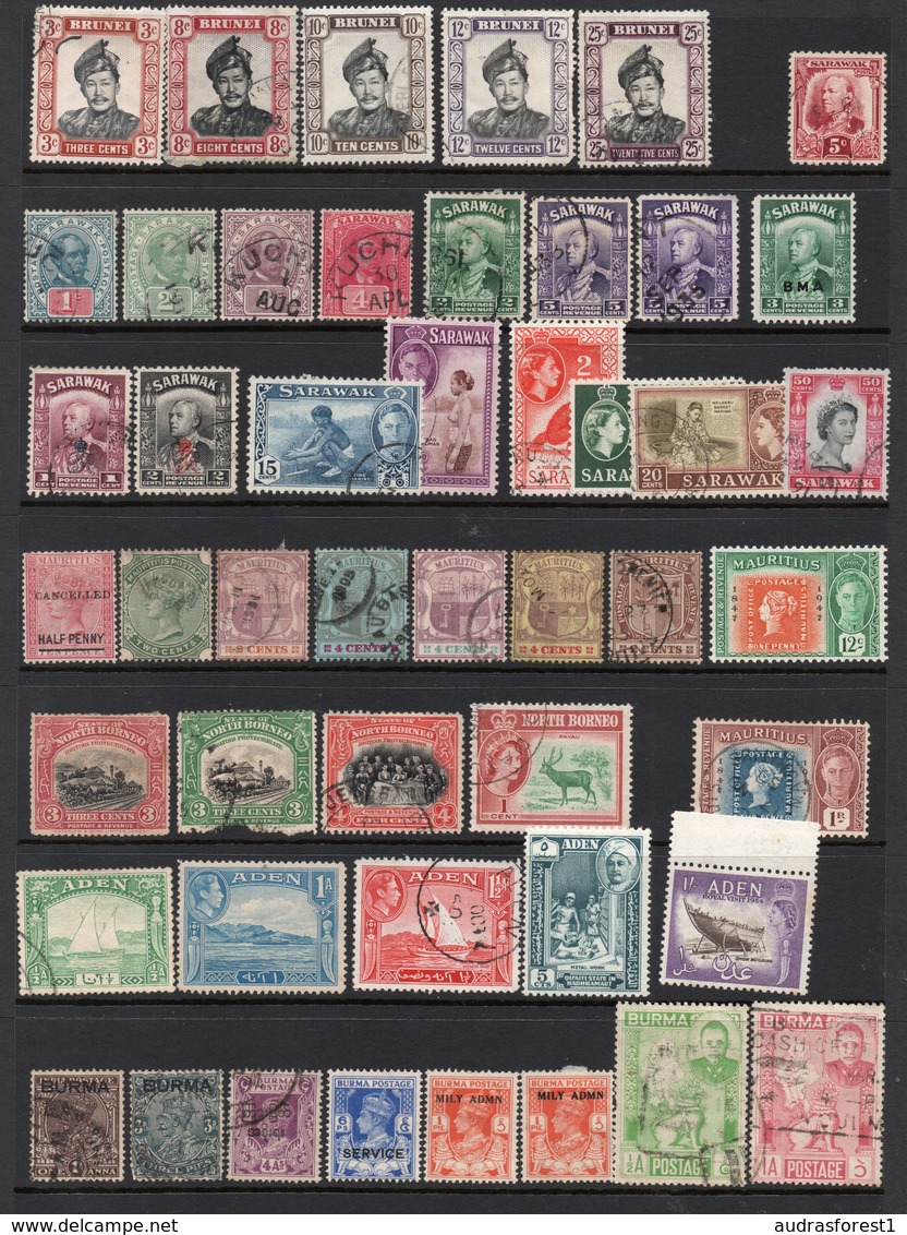 ADEN, BRUNEI, BURMA, MAURITIUS, NORTH BORNEO,  SARAWAK Old Stamp Collection - Verzamelingen (zonder Album)