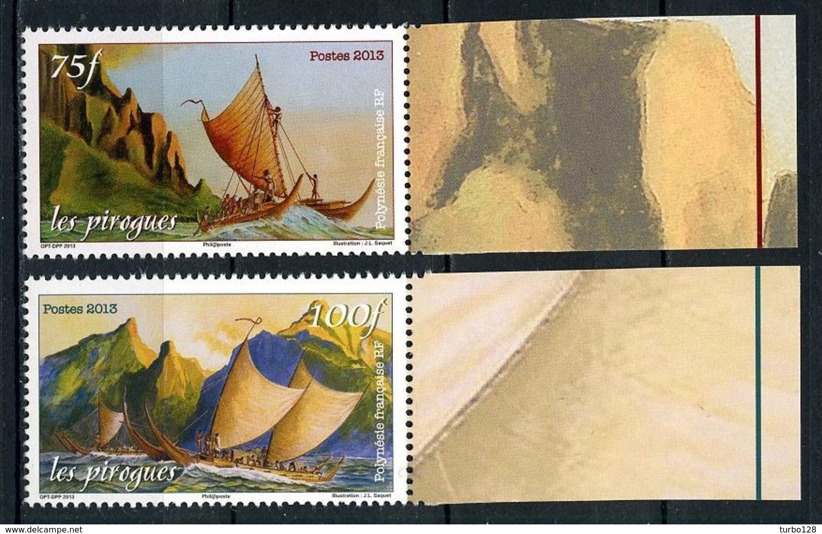 POLYNESIE 2013 N° 1042/1043 ** Neufs  MNH Superbes Transports Pirogues Mer Bateaux Boats Peintures Paintings - Neufs