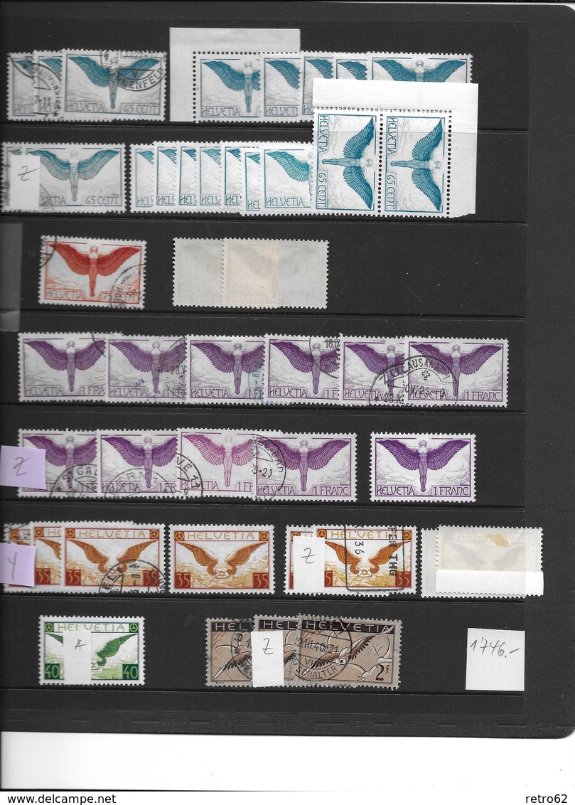 SAMMLUNG FLUGPOSTMARKEN SCHWEIZ → Sehr Umfangreich Mit über 1'100 Briefmarken - Verzamelingen