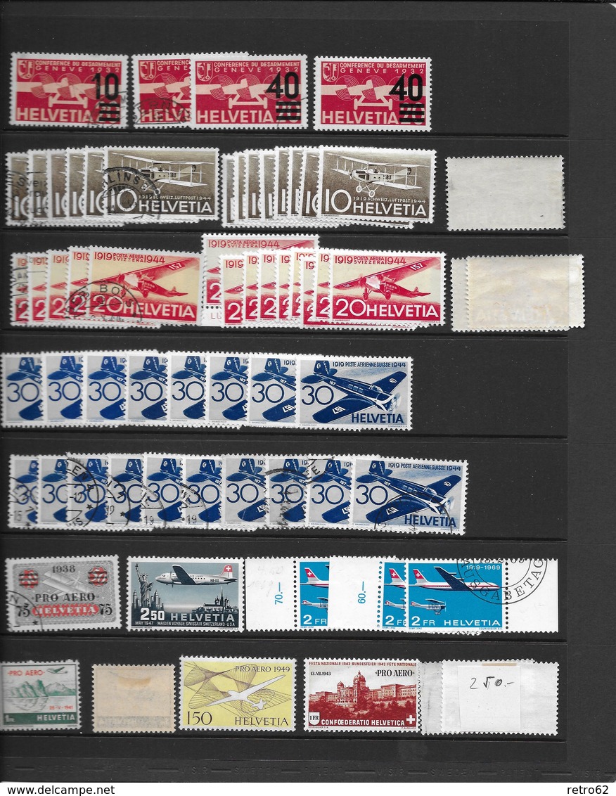 SAMMLUNG FLUGPOSTMARKEN SCHWEIZ → Sehr Umfangreich Mit über 1'100 Briefmarken - Lotes/Colecciones