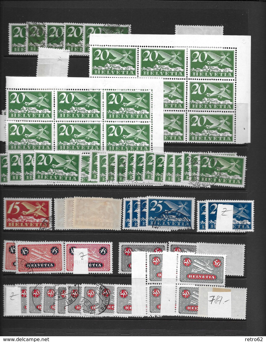 SAMMLUNG FLUGPOSTMARKEN SCHWEIZ → sehr umfangreich mit über 1'100 Briefmarken