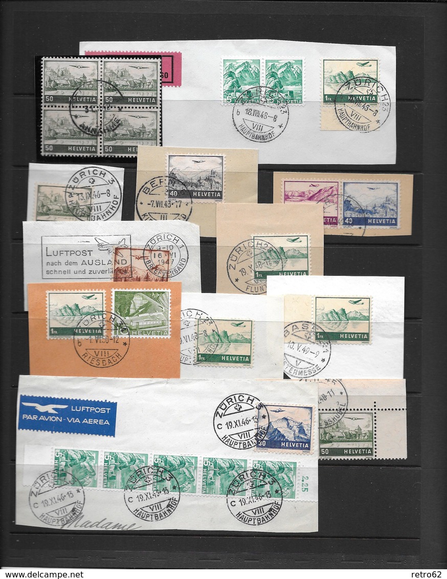 SAMMLUNG FLUGPOSTMARKEN SCHWEIZ → Sehr Umfangreich Mit über 1'100 Briefmarken - Collections