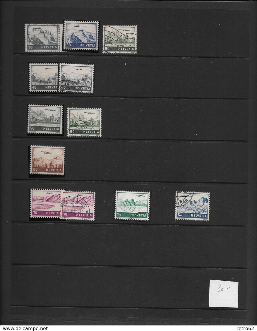 SAMMLUNG FLUGPOSTMARKEN SCHWEIZ → Sehr Umfangreich Mit über 1'100 Briefmarken - Sammlungen