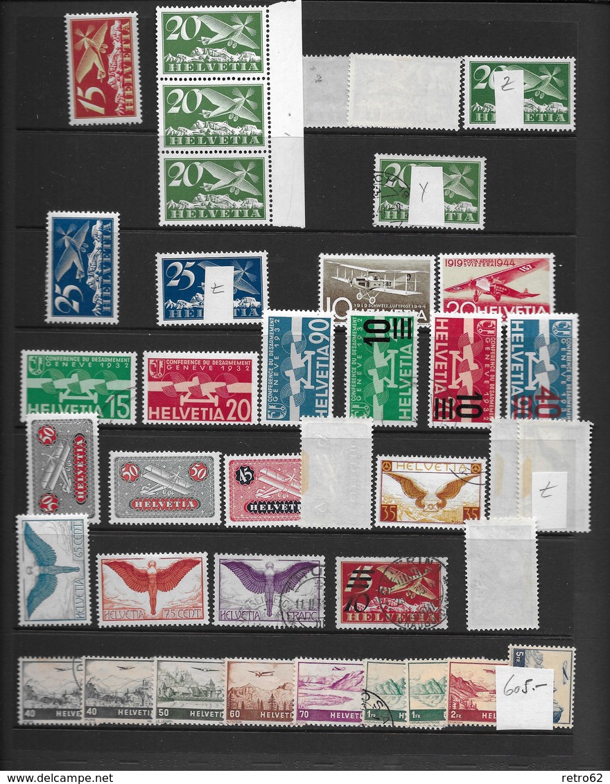 SAMMLUNG FLUGPOSTMARKEN SCHWEIZ → Sehr Umfangreich Mit über 1'100 Briefmarken - Verzamelingen