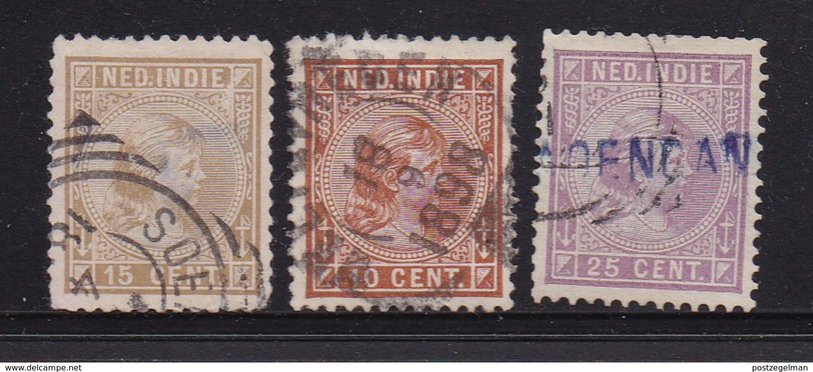 NETHERLAND-INDIES, 1892, Used Stamp(s), Princess Wilhelmina, NVPH 23=30, Scannr. 5411, 3 Values Only - Netherlands Indies