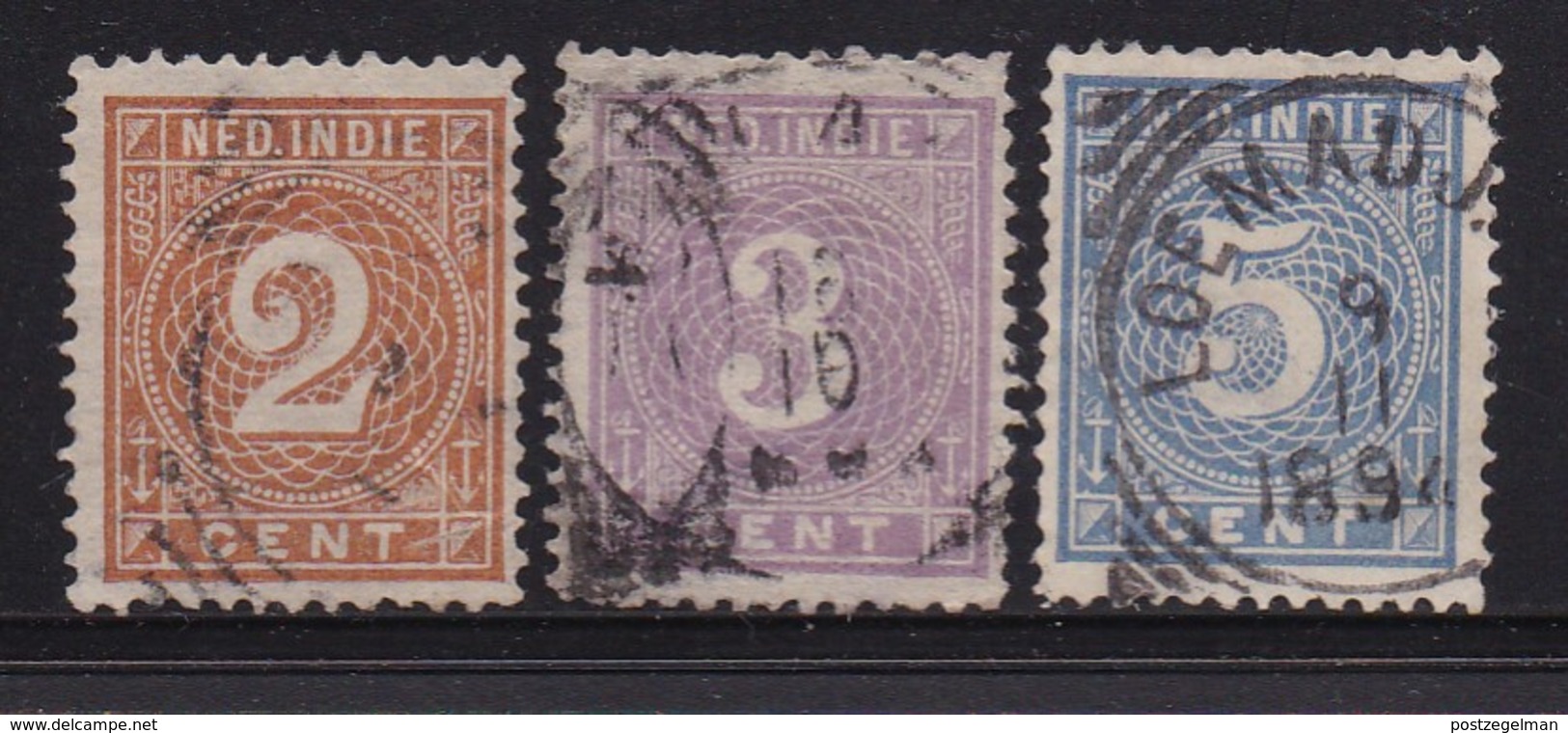 NETHERLAND-INDIES, 1883, Used Stamp(s), Numbers, NVPH 17=22, Scannr. 5412,, 3 Values Only - Netherlands Indies