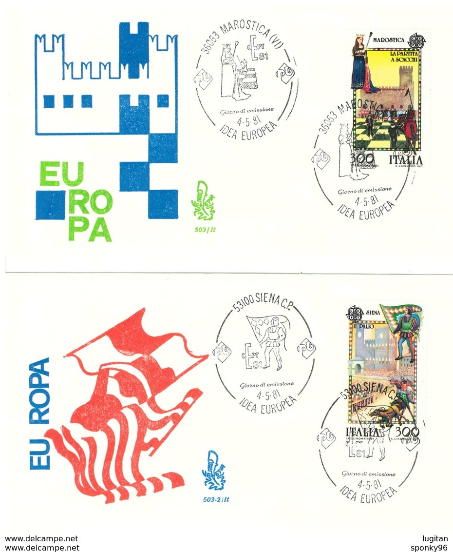 ITALIA FDC VENETIA - EUROPA CEPT - PALIO SIENA - SCACCHI MAROSTICA - ANNO 1981 - ITALIA REPUBBLICA - FDC