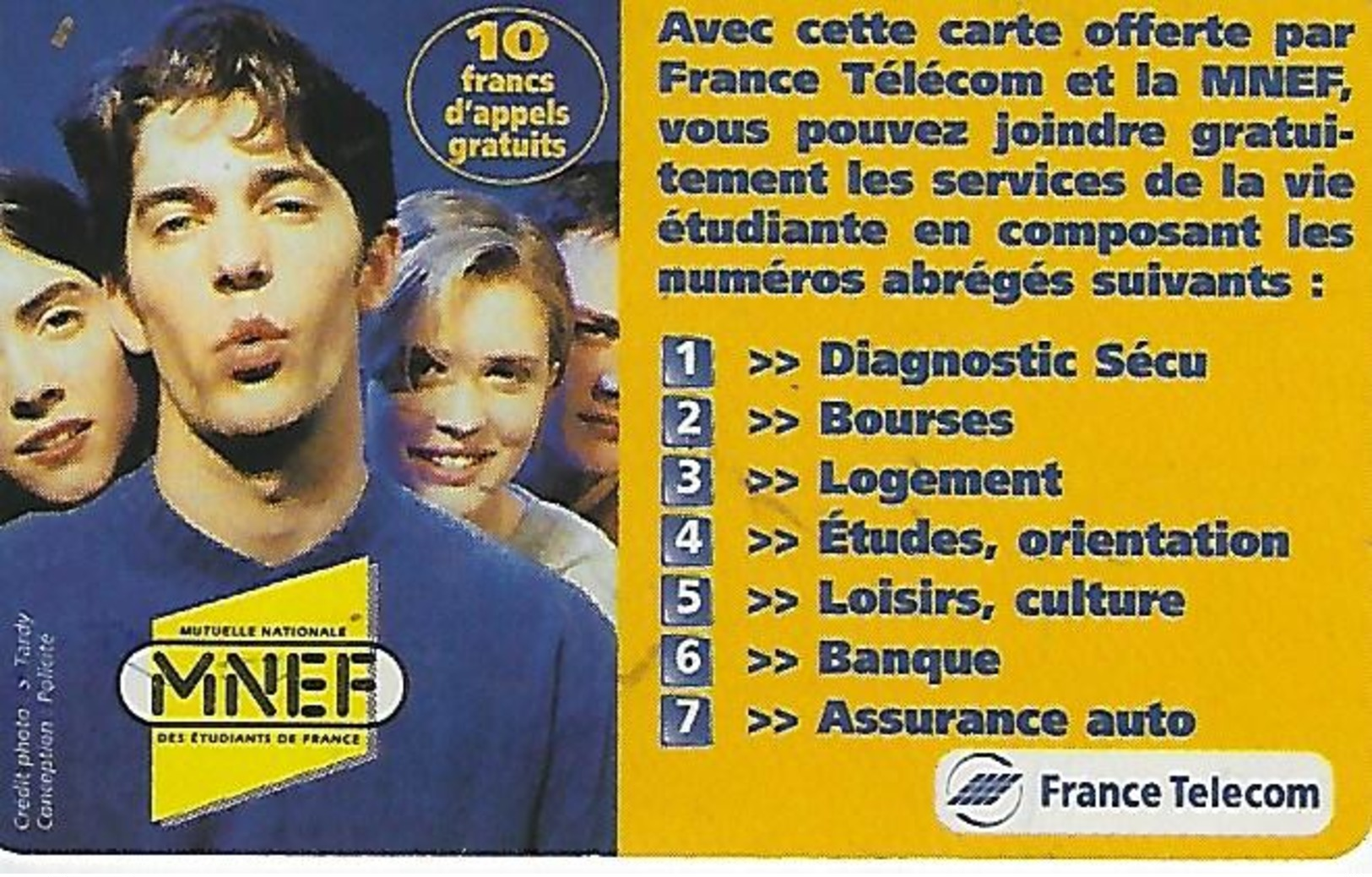 MNEF-etudiant-10 Francs D'appel Gratuit-peu Courante - Autres & Non Classés