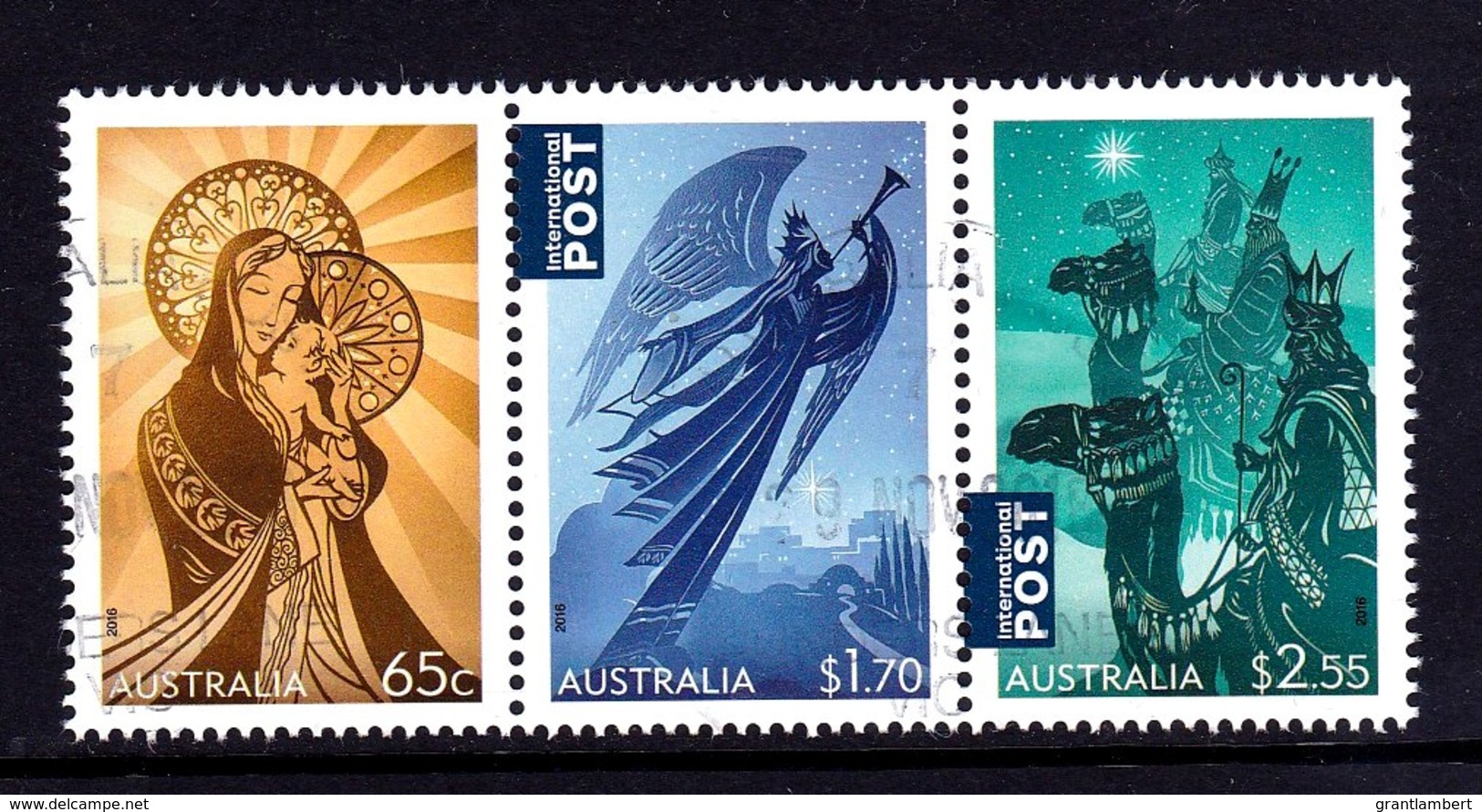 Australia 2016 Christmas Strip Of 3 CTO - - Oblitérés