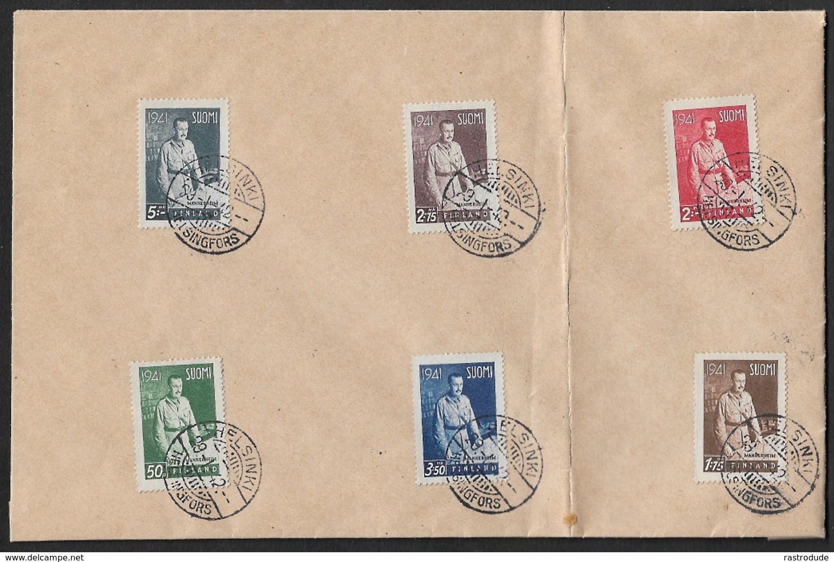 Finland - Cover 1941 Commemoratives -  MANNERHEIM- Cds - Helsinki 29-1-42 - Complete Set - Lettres & Documents