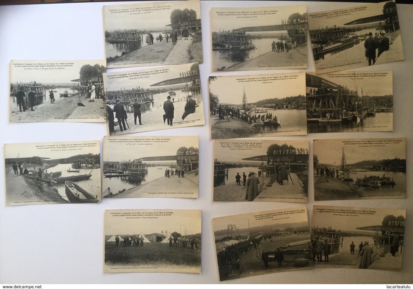 Lizy.changis.armentieres.serie 14 Cartes Le Pont Par Sapeurs Génie Versailles - Autres & Non Classés