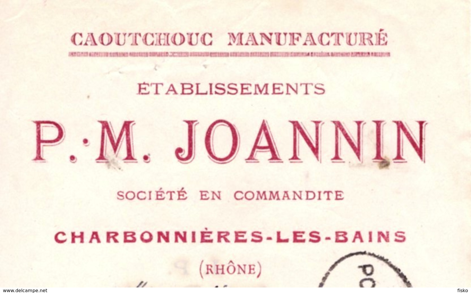 JOANNIN Caoutchouc Manufacturé  CHARBONNIERES Les Bains  Rhone  69 - Lettres De Change