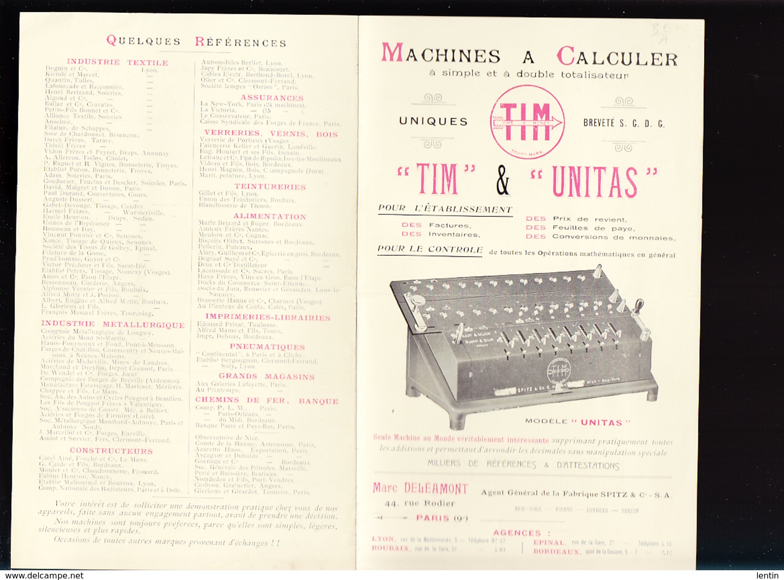 Précurseur Des Machines à Calculer / Tim & Unitas / Marc Deleamont, Rue Rodier Paris 9 ème - Publicités