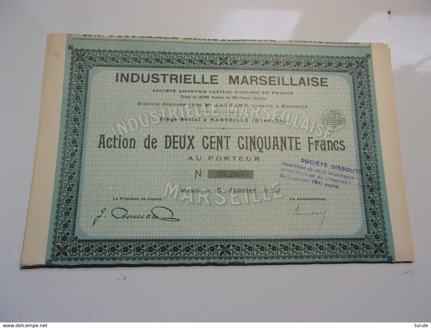 INDUSTRIELLE MARSEILLAISE (1932) - Autres & Non Classés