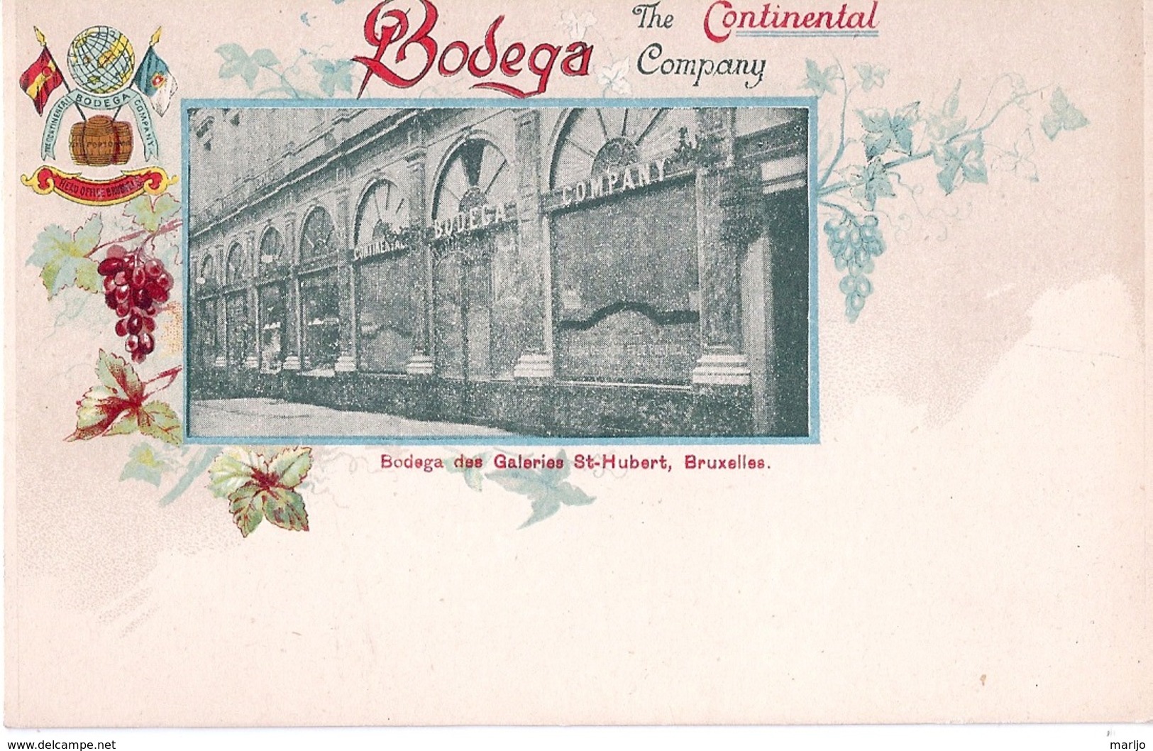 Bruxelles ,galerie Saint Hubert, Siege Social De The Continental Bodega Company, Rond 1900, ZELDZAAME KAART - Autres & Non Classés