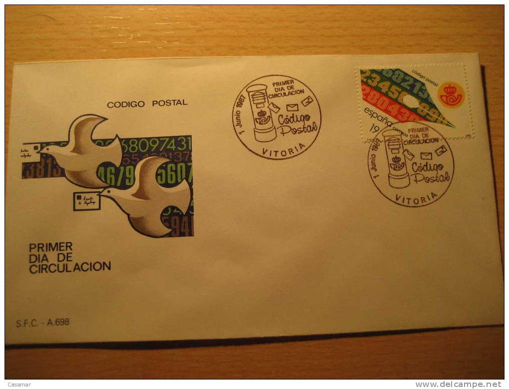 VITORIA EUZKADI PAIS VASCO 1987 Codigo Postal Buzon Letter Box Matasellos Especial Cancel Sobre Ilustrado Cach Cover - Cartas & Documentos