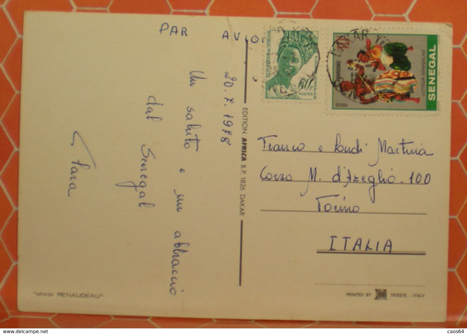 Senegal Typique Vedute Nudo Donna Elefante  CARTOLINA 1978 - Senegal