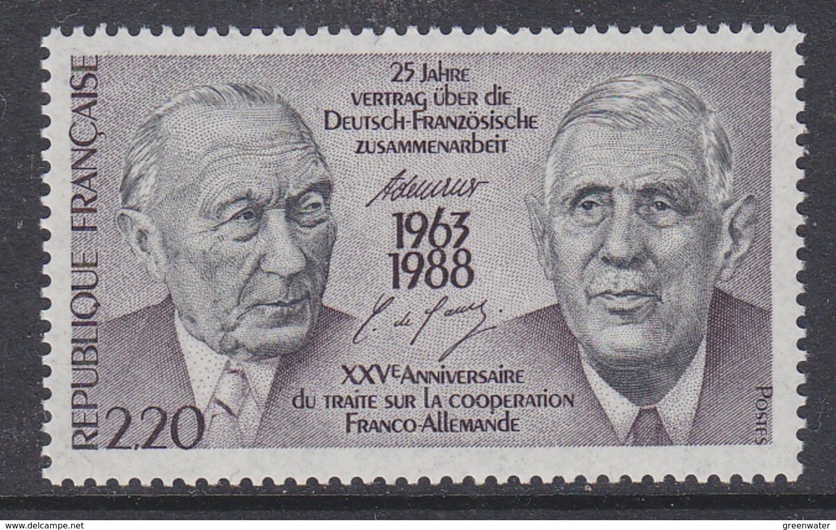 France 1988 Adenauer/de Gaulle 1v   ** Mnh (42135 - Idées Européennes