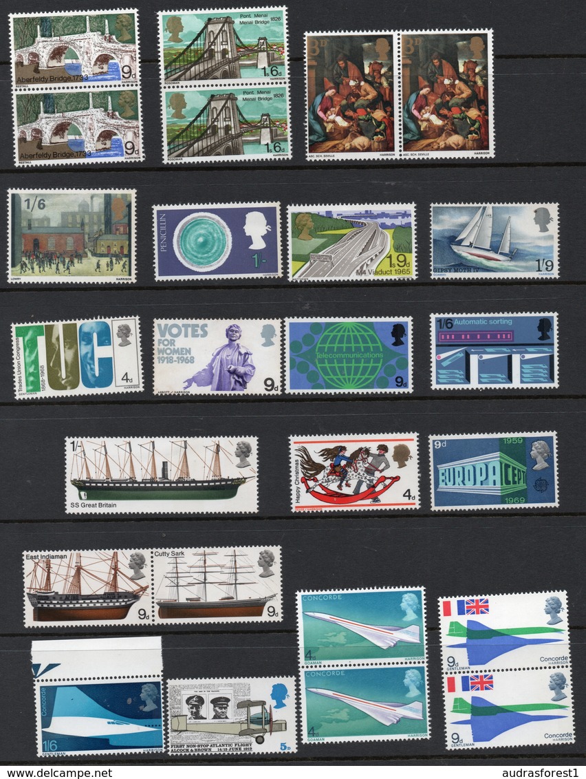 GB UK MNH LARGE stamp collection - la plupart sont neufs sans charnieres - GRANDE BRETAGNE, BRITISH HOARD of mnh stamps