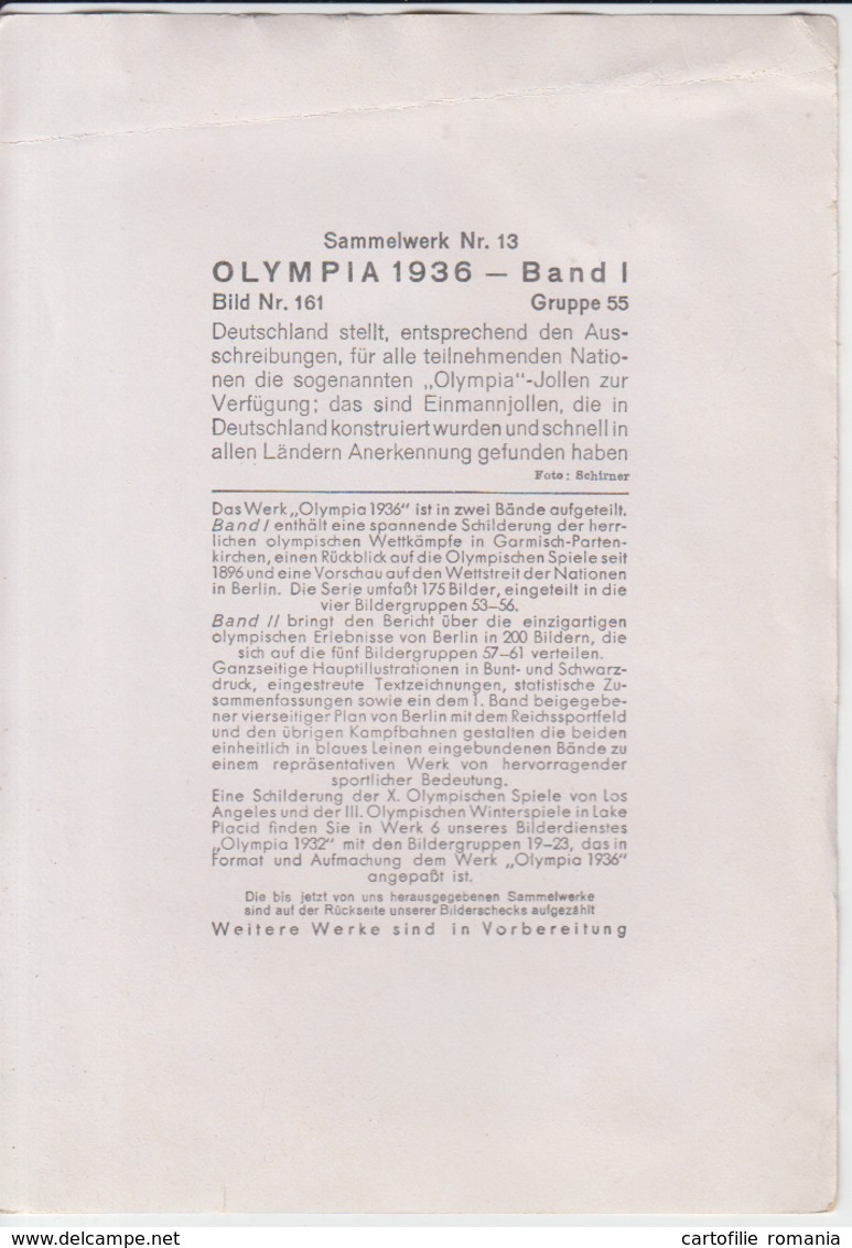 Berlin 1936 - Olympia - Summer Olympics - Germany - Yachting - 170/120 Mm - See Verso - Autres & Non Classés