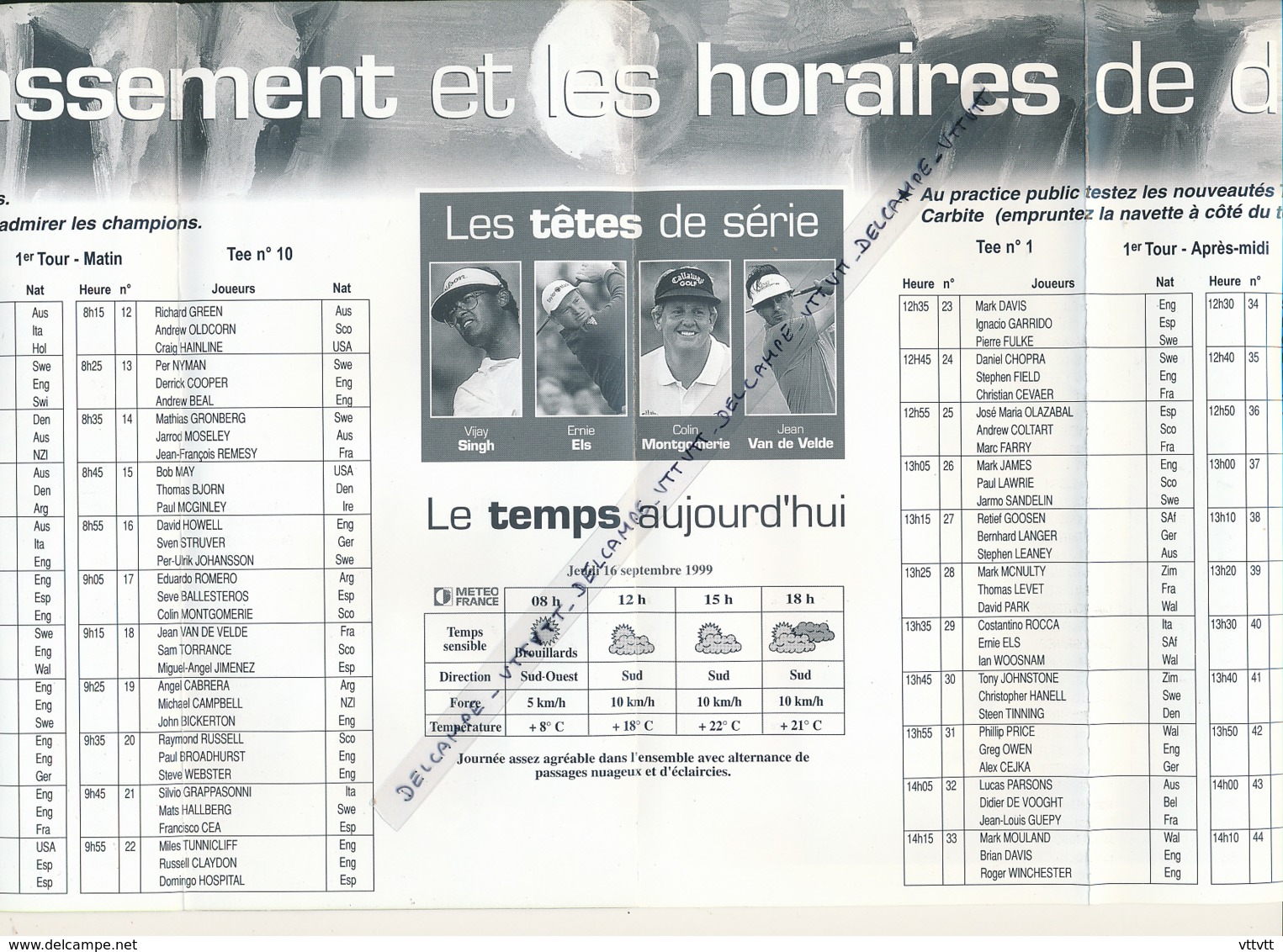 Golf De Saint-Nom-la-Bretèche, 30° Trophée Lancome (1999) : Ticket D'entrée + Programme Du 16 Septembre, Très Bon état - Autres & Non Classés