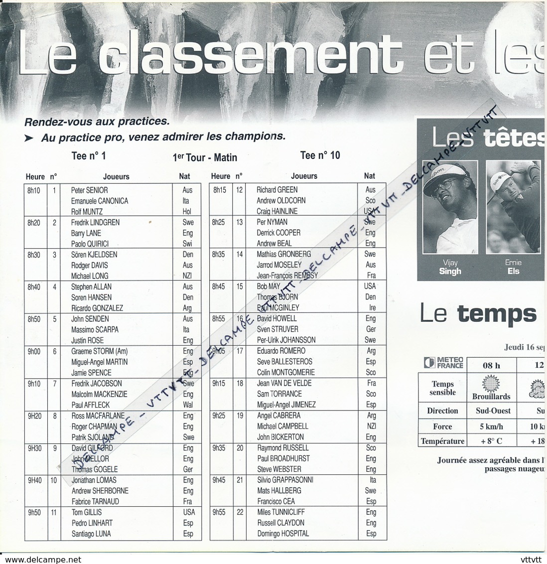 Golf De Saint-Nom-la-Bretèche, 30° Trophée Lancome (1999) : Ticket D'entrée + Programme Du 16 Septembre, Très Bon état - Autres & Non Classés