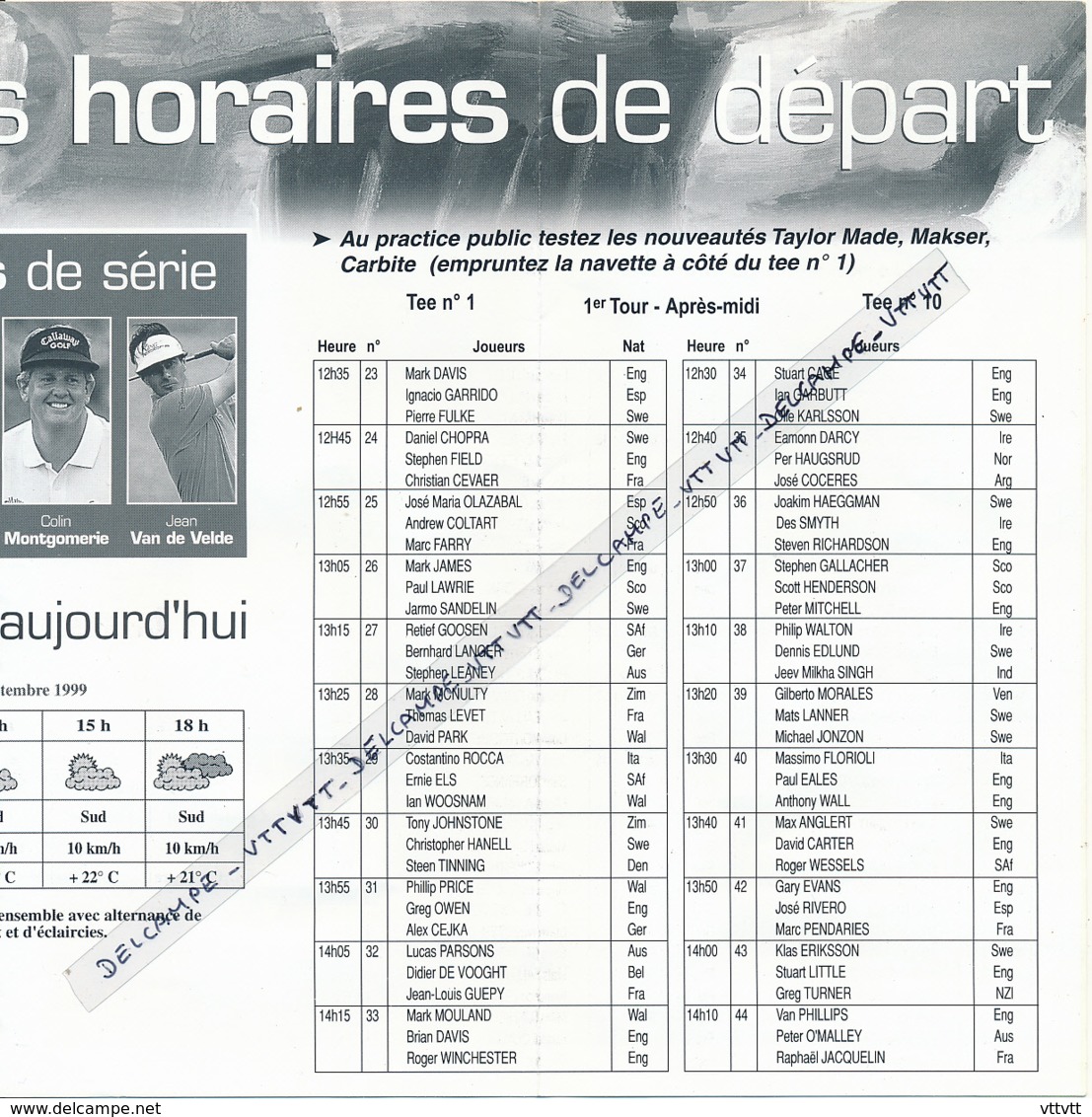 Golf De Saint-Nom-la-Bretèche, 30° Trophée Lancome (1999) : Ticket D'entrée + Programme Du 16 Septembre, Très Bon état - Autres & Non Classés