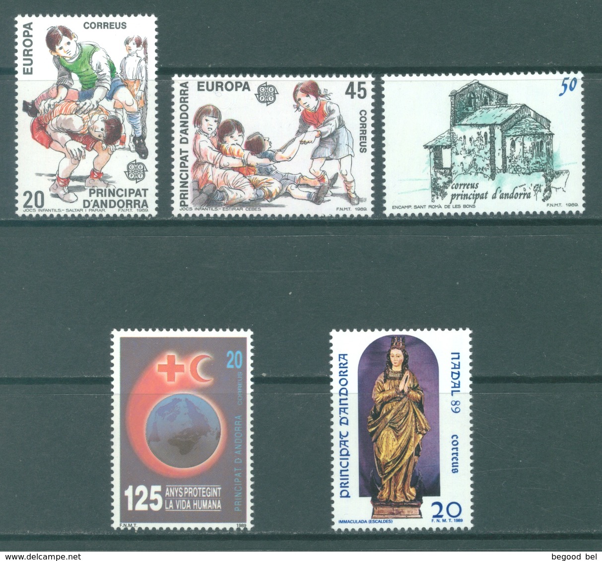 ANDORRA  - 1989 - MNH/**  - YEAR COMPLETE - Yv 199-203 -  Lot 19162 - Neufs