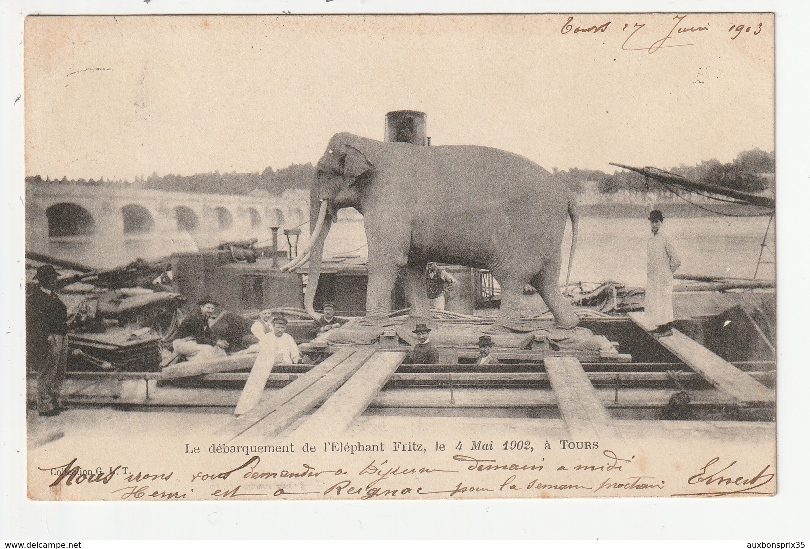 TOURS - LE DEBARQUEMENT DE L'ELEPHANT FRITZ, LE 4 MAI 1902 -37 - Tours