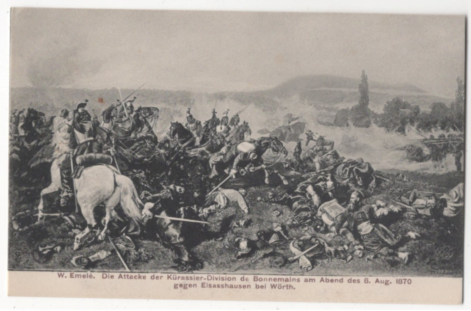 Die Attacke Der Kurassier Division De Bonnemains 8 Aug 1870 Woerth Vintage Military Postcard - Guerres - Autres