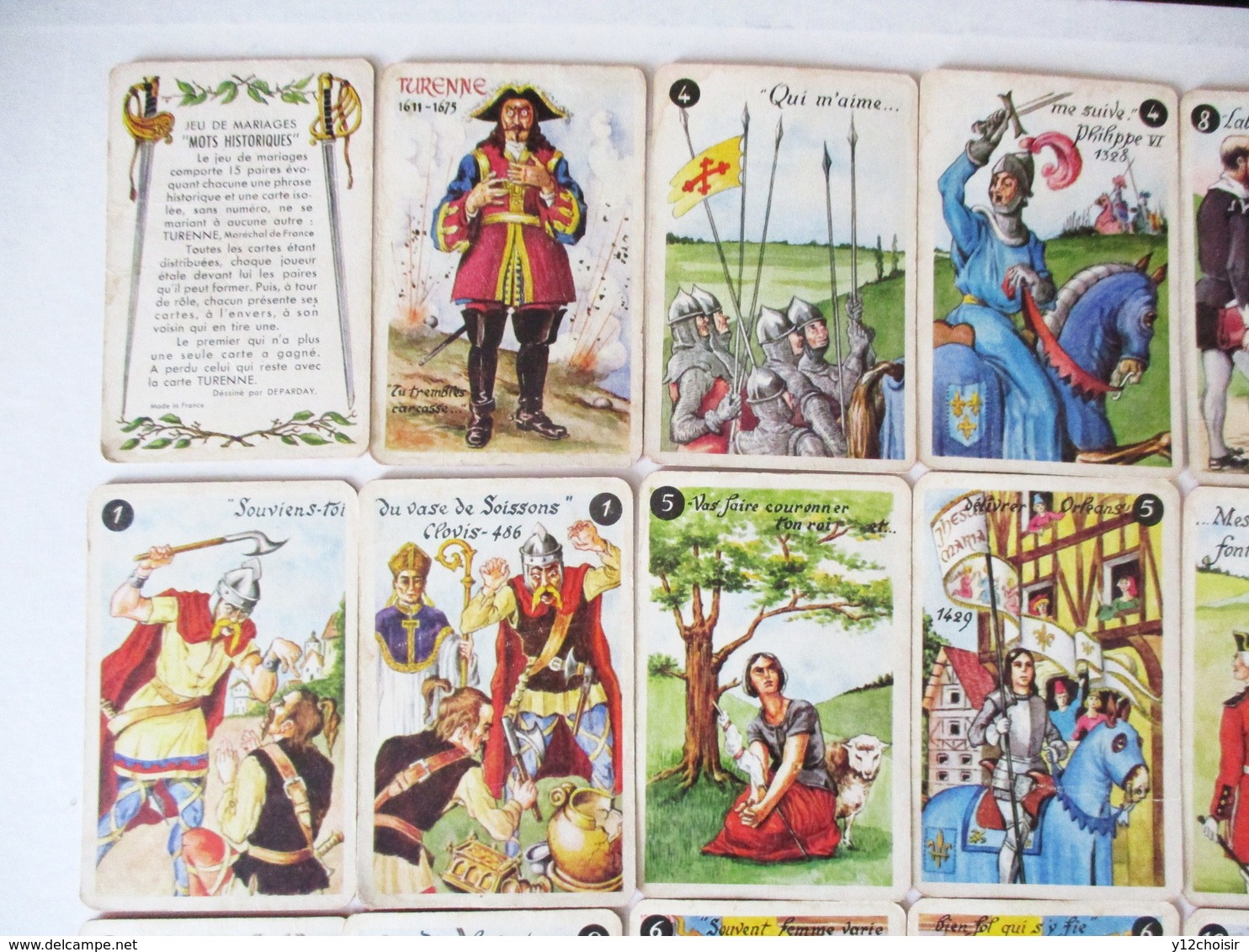 ANCIEN JEU DE CARTES HISTOIRE DE FRANCE CLOVIS SOISSONS JEANNE D ARC NAPOLEON GUERRE 1914 1918 VERDUN 1939 1945  W1 W2