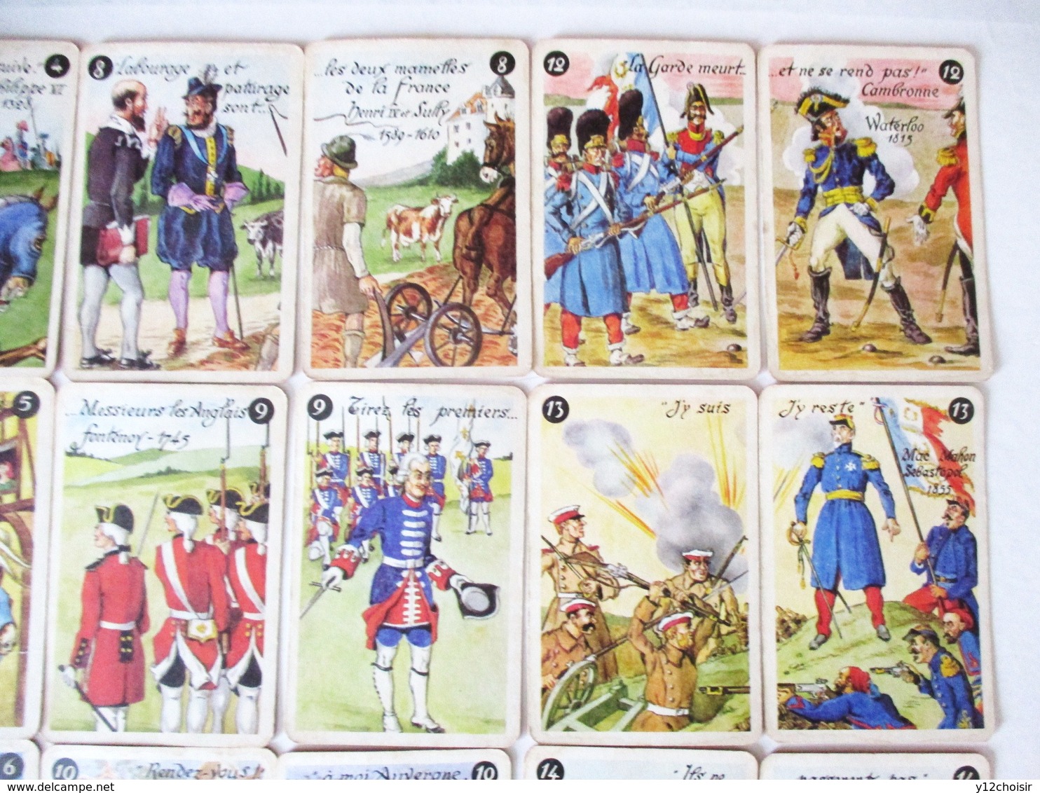 ANCIEN JEU DE CARTES HISTOIRE DE FRANCE CLOVIS SOISSONS JEANNE D ARC NAPOLEON GUERRE 1914 1918 VERDUN 1939 1945  W1 W2