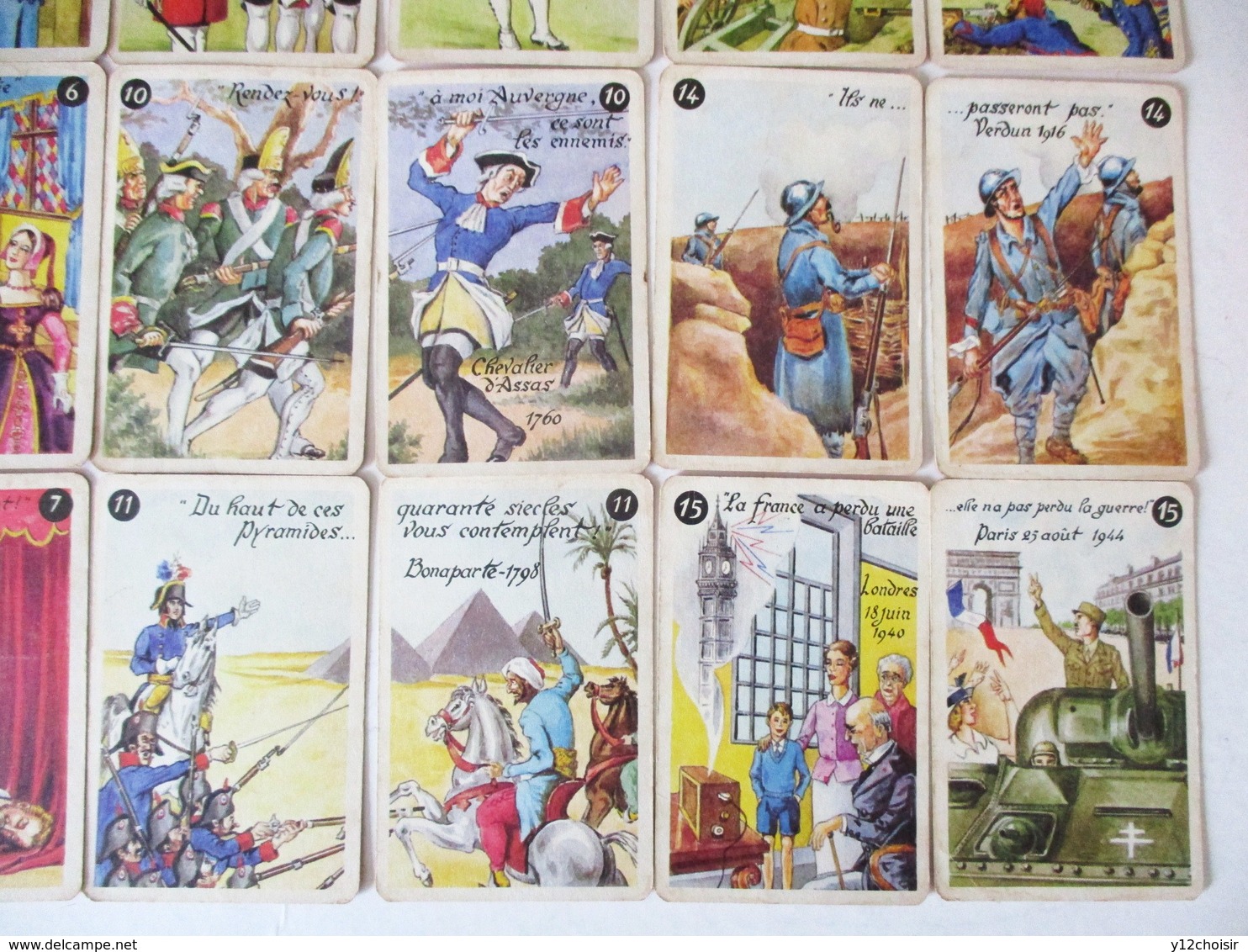 ANCIEN JEU DE CARTES HISTOIRE DE FRANCE CLOVIS SOISSONS JEANNE D ARC NAPOLEON GUERRE 1914 1918 VERDUN 1939 1945  W1 W2