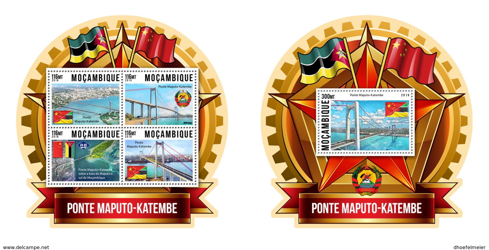 MOZAMBIQUE 2019 MNH Maputo-Katembe Bridge BrÃ¼cke Pont M/S+S/S - OFFICIAL ISSUE - DH1909 - Brücken