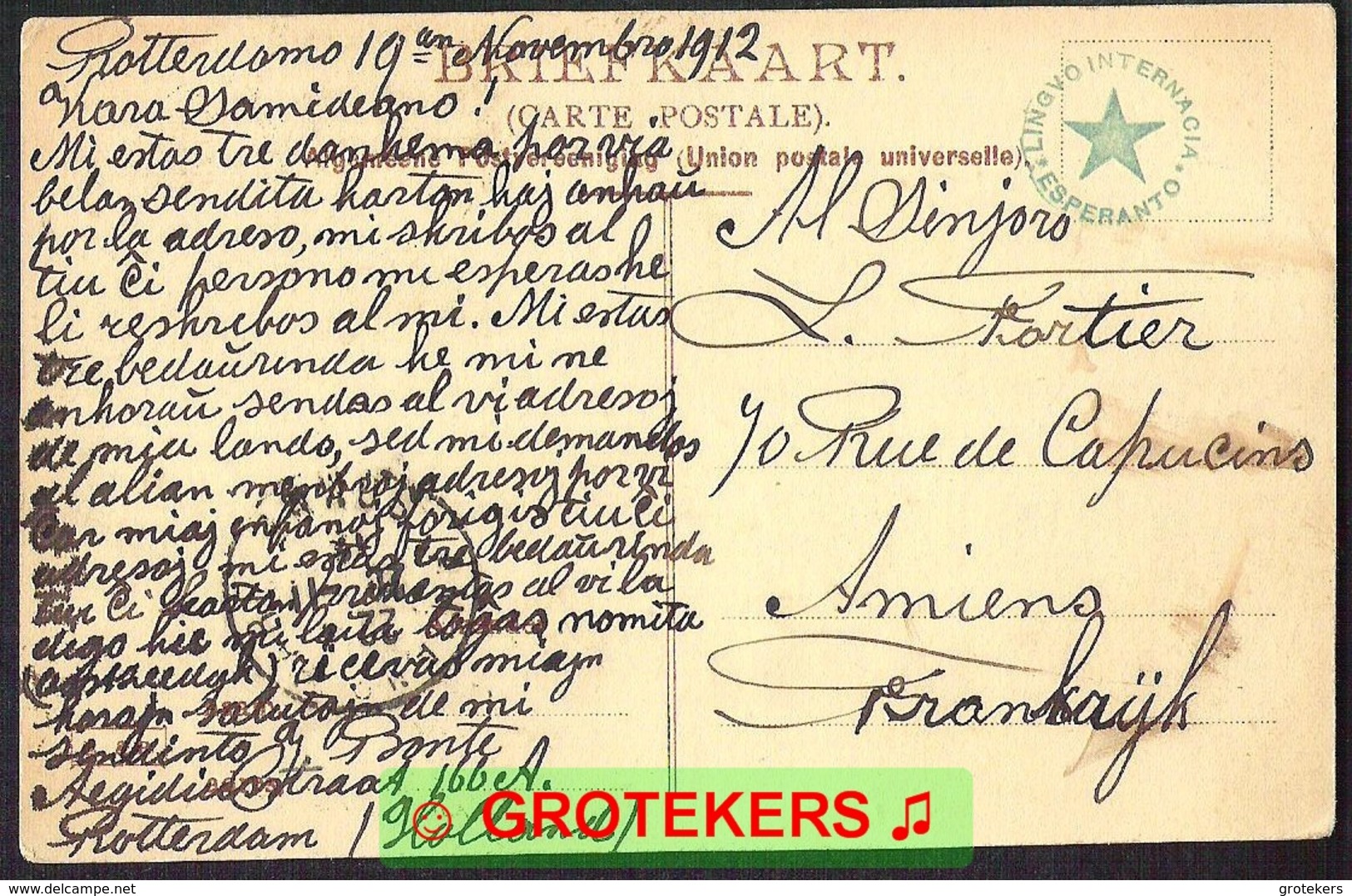 ROTTERDAM Oostzeedijk 1912 Geschreven In Esperanto - Rotterdam