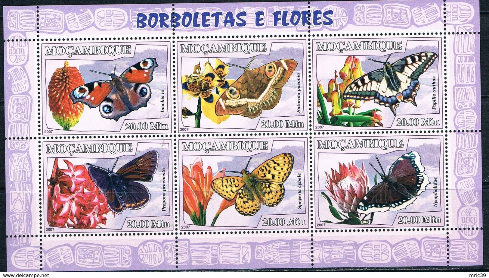 Bloc Sheet Papillons Butterflies   Neuf ** MNH  Mocambique Mozambique 2007 - Papillons