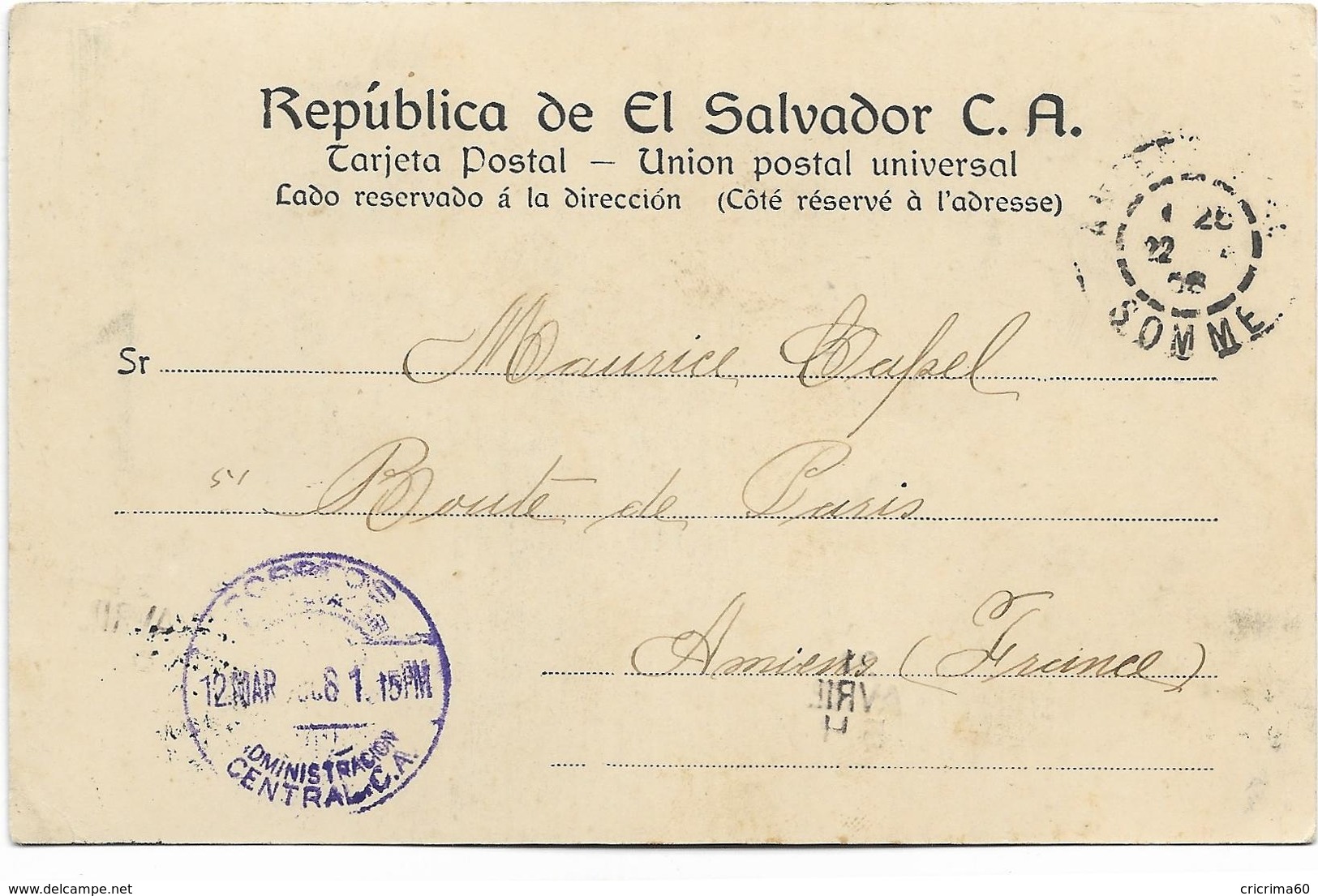 Avenida Indépendencia, SAN SALVADOR, Rép. Del Salvador, C. A. - CPA Animée Ayant Circulé En 1906. - El Salvador