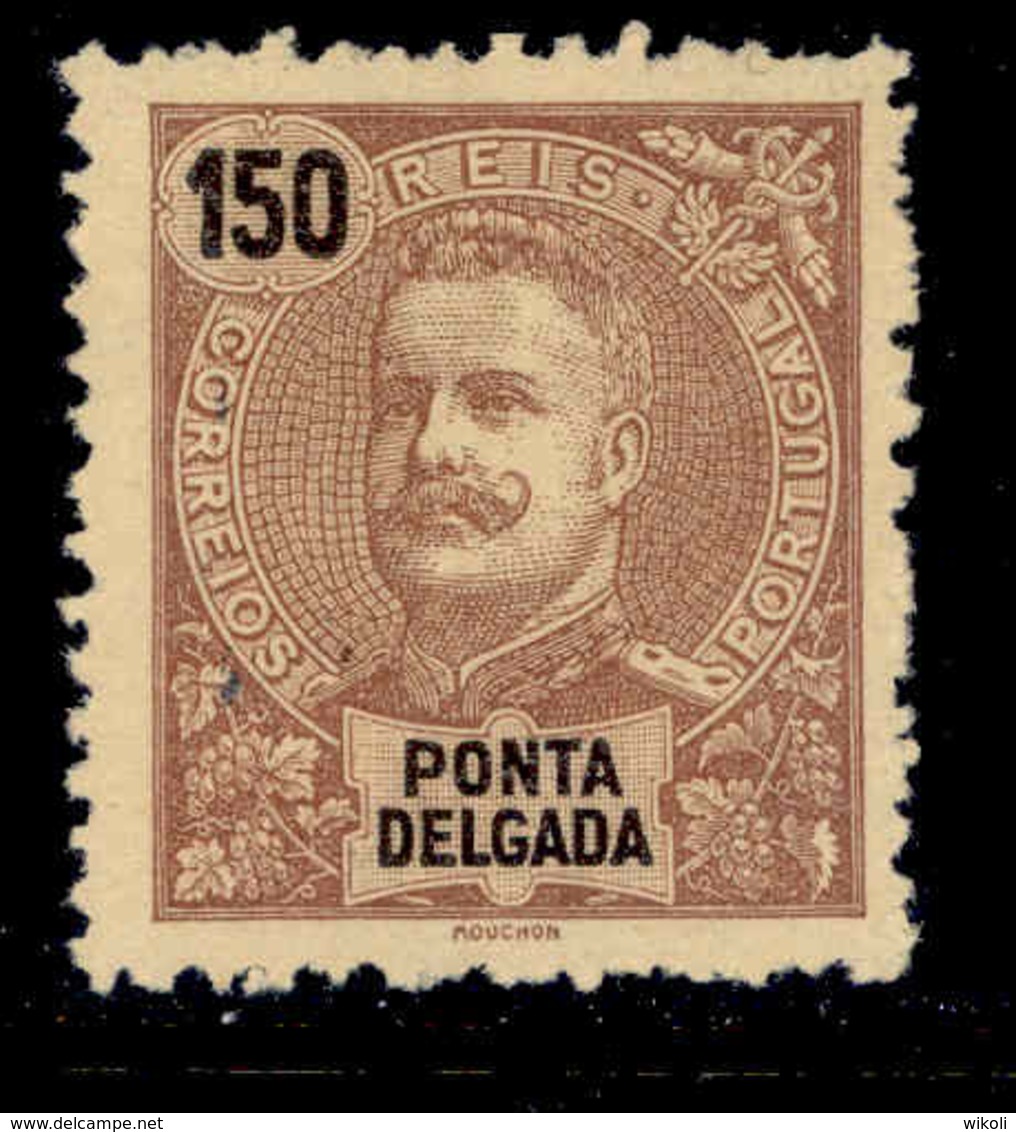 ! ! Ponta Delgada - 1897 D. Carlos 150 R - Af. 23 - No Gum - Ponta Delgada